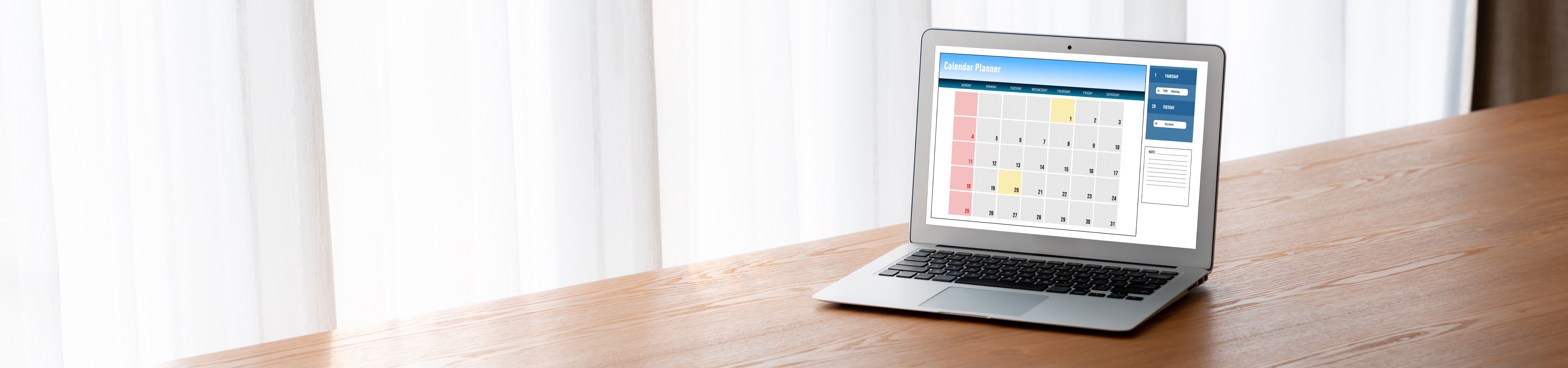 Calendar on computer software application for modish schedule planning for personal organizer and online business